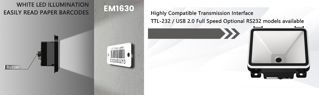 Embedded Barcode Scanner Module EM1630